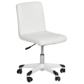 Козметичен стол (работен) - бял цяла облегалка 